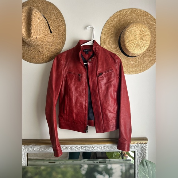 Tommy Hilfiger Jackets & Blazers - Vintage 90’s Tommy Hilfiger Red Leather Moto Jacket Preppy Americana Streetwear